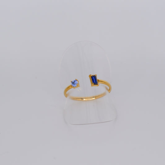 Anel Ajustável Dourado e Azul