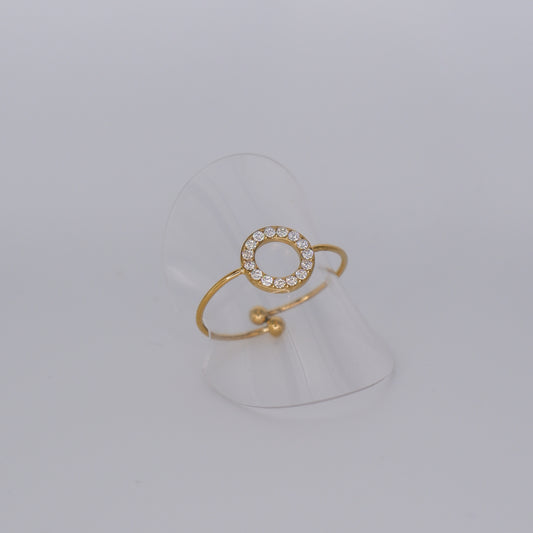 Anel Ajustável Dourado Círculo Transparente
