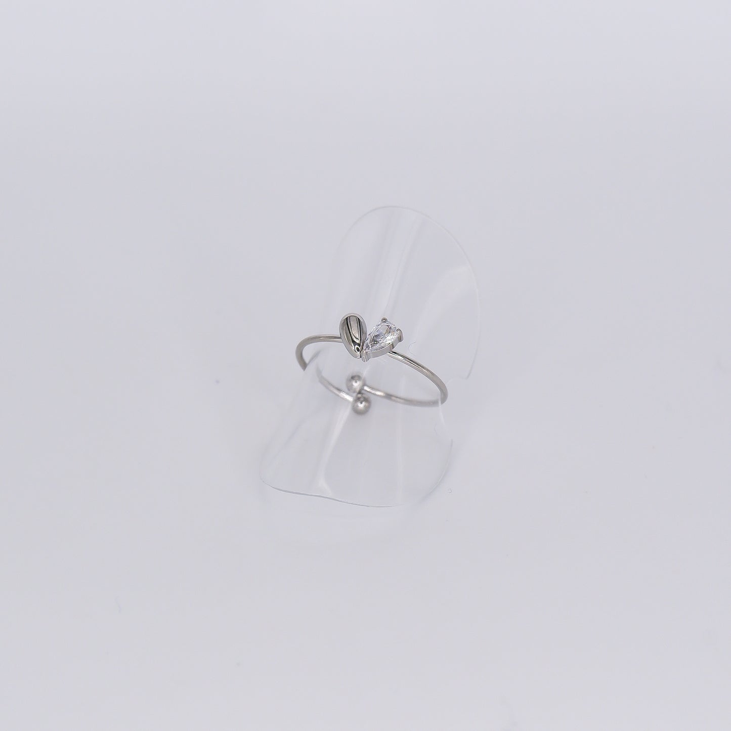 Anel Ajustável Coração com Brilho