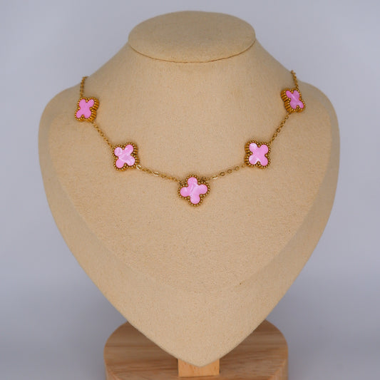 Colar 5 Trevos Rosa