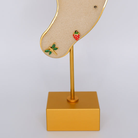 Piercings Bolinha Dourados Verde e Vermelho