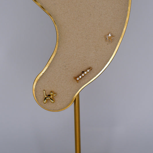 Piercings Bolinha Dourados #12 Cão, Prego e Estrela