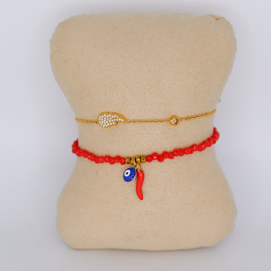 Pulseira Aço Inoxidável Asa e Malagueta com Olho