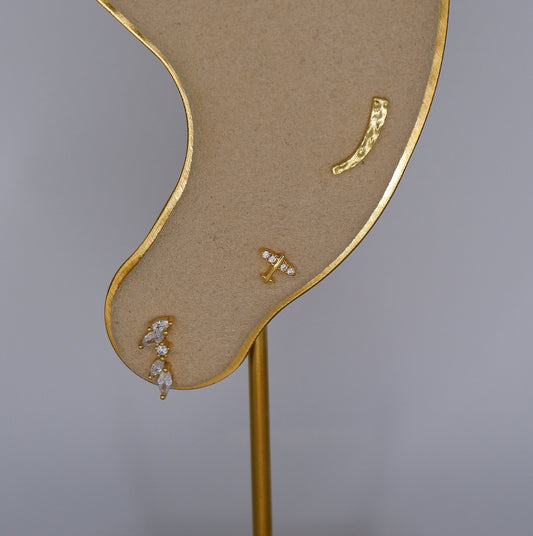 Piercings Bolinha Dourados #13 Brilhantes, Avião e Risco