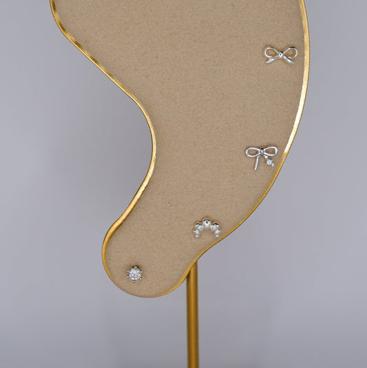 Piercings Bolinha Prateados #13 Croissant e Laços