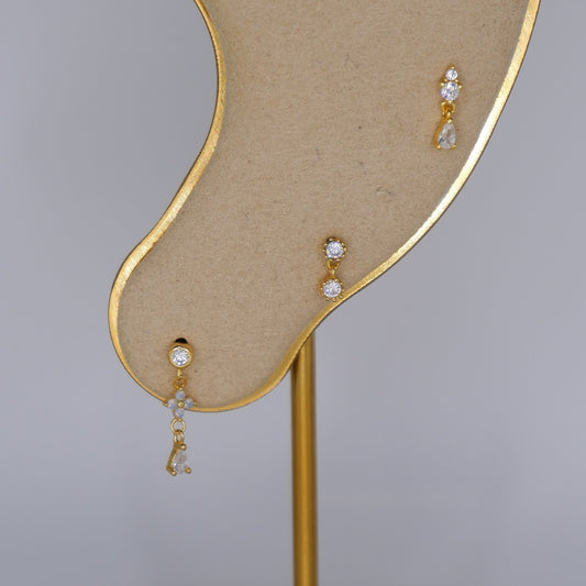 Piercings Bolinha Dourados #14 Flor e Pendentes