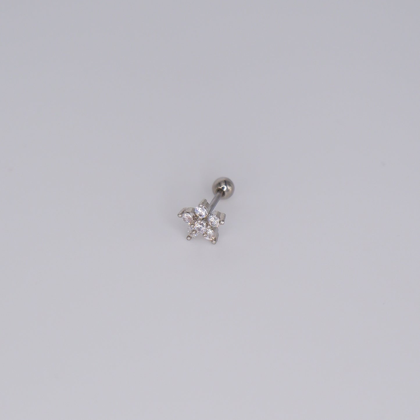 Piercing Bolinha Aço Inoxidável Prateado Flor