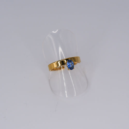 Anel ajustável Pedra Azul Oval