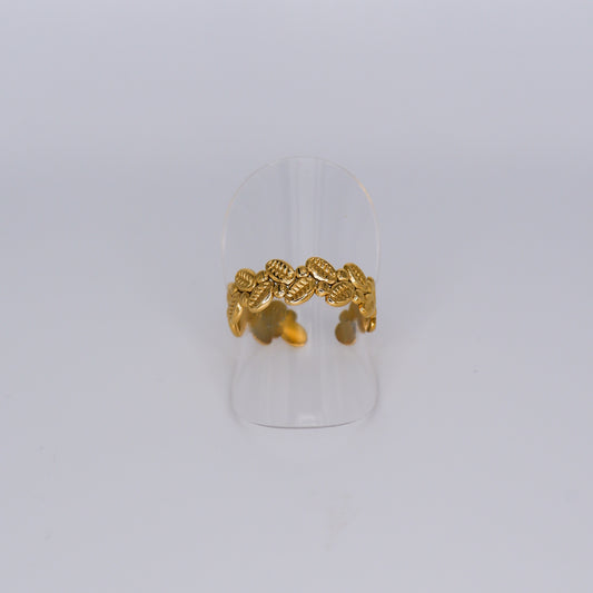 Anel ajustável Folhas Douradas