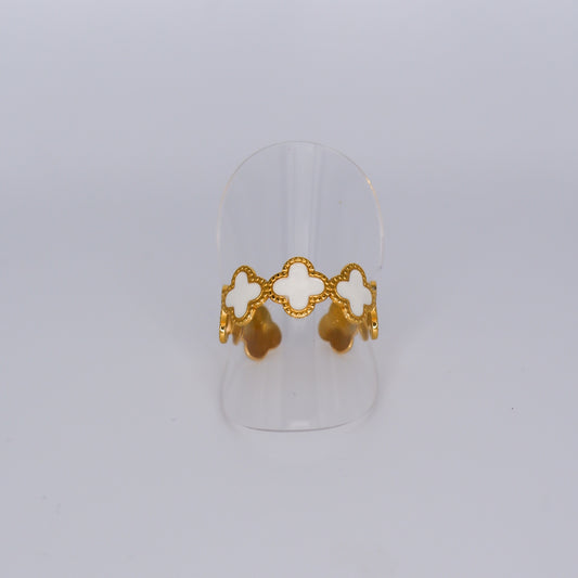 Anel ajustável Trevos Brancos