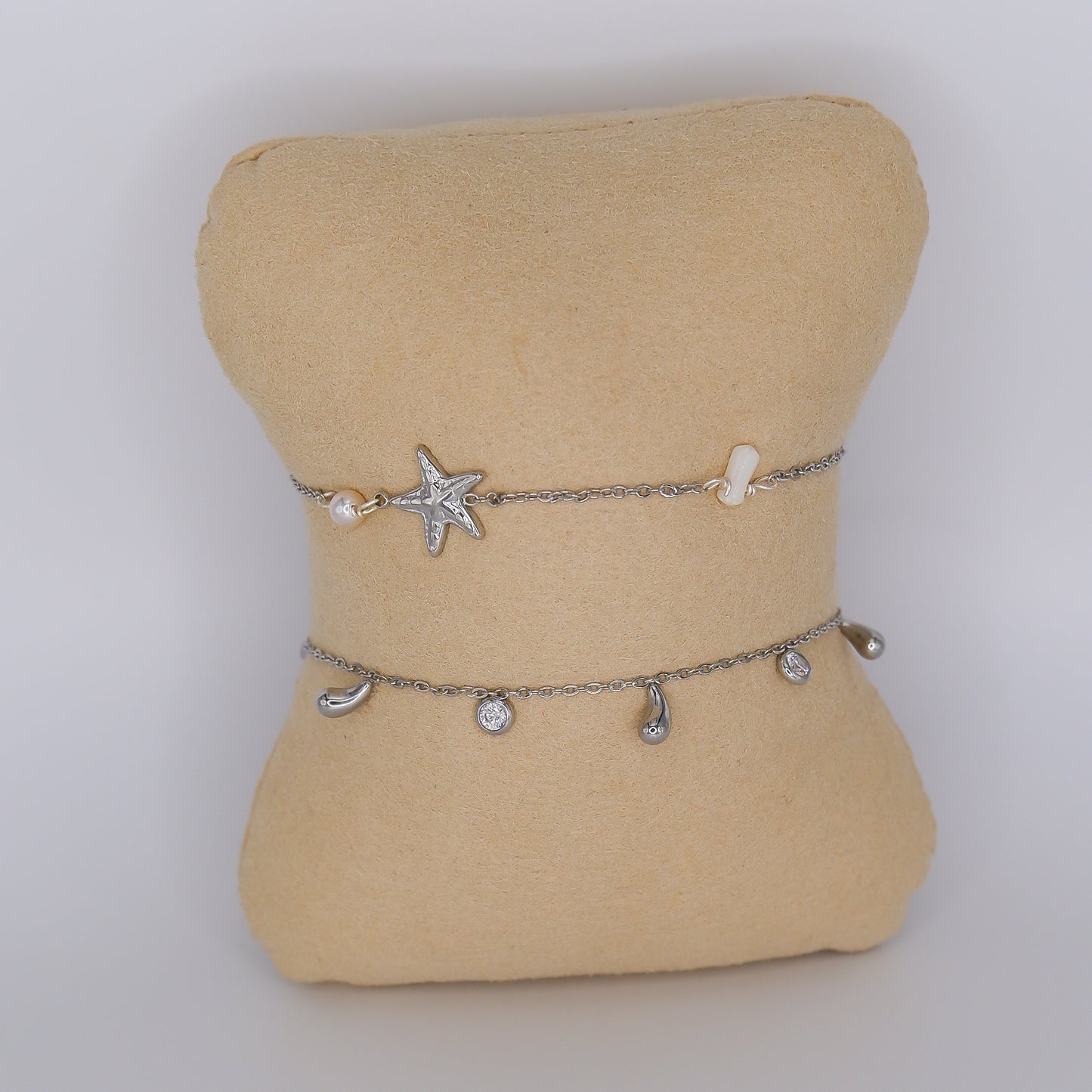 Pulseira Aço Inoxidável Estrela e Pendentes