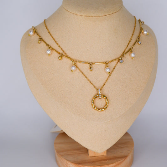 Colar Círculo e Pendentes