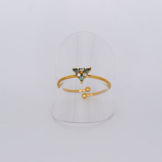 Anel ajustável Triângulo Transparente e Azul Acizentado