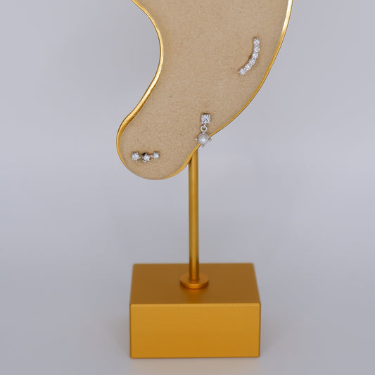 Piercings Bolinha Prateados #16 Curvos e Pendente Pérola