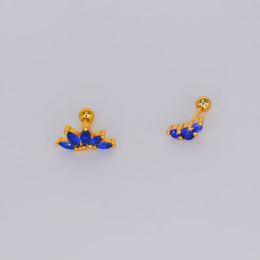 Piercings Bolinha Longo e Curvo Azul Escuro