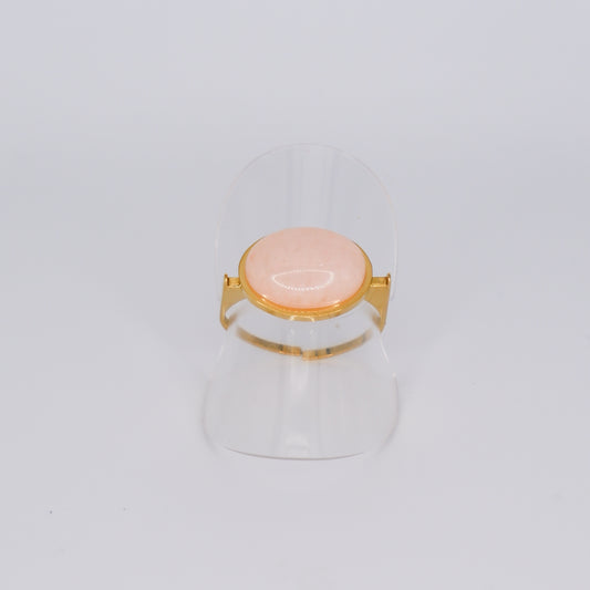Anel Ajustável Pedra Oval Rosa