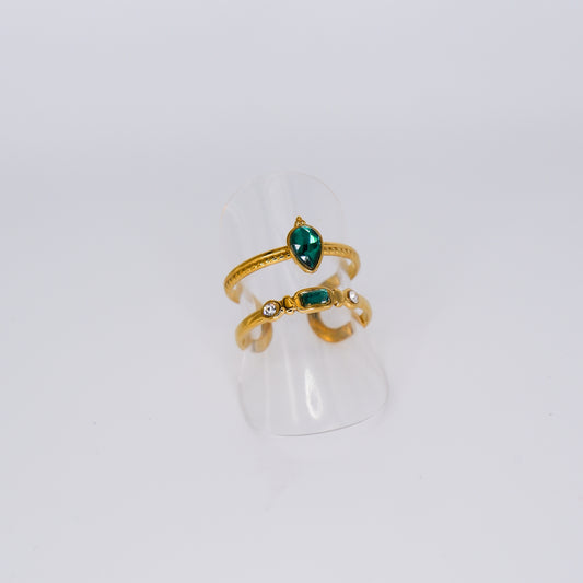 Anel Ajustável Verde Duplo