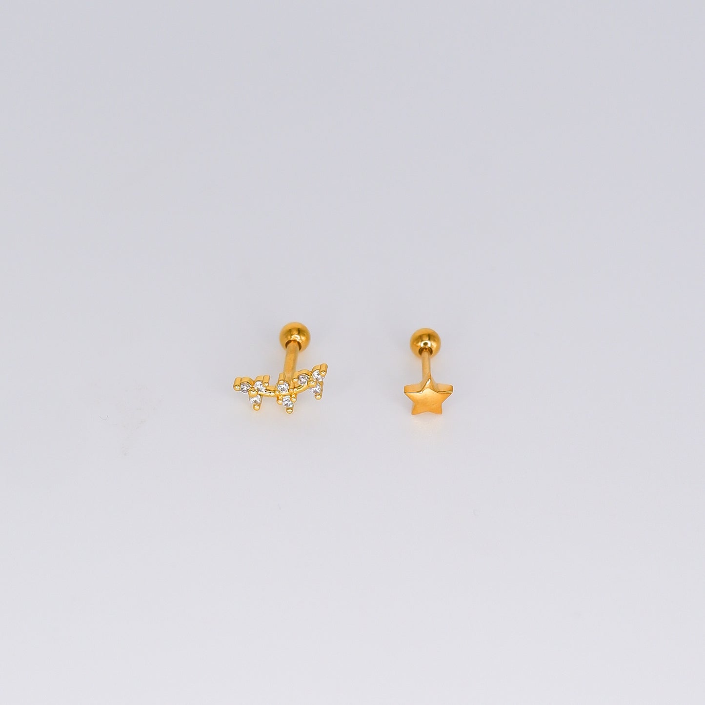 Piercing Aço Inoxidável 2 Flores com Brilho e Estrela