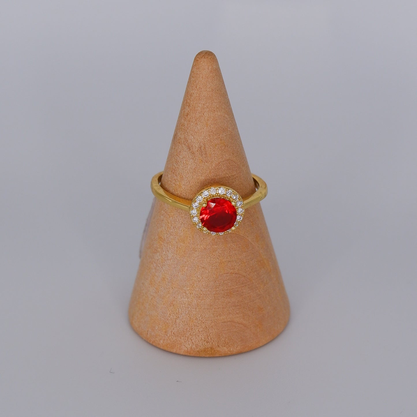 Anel S925 Ajustável Pedra Vermelho