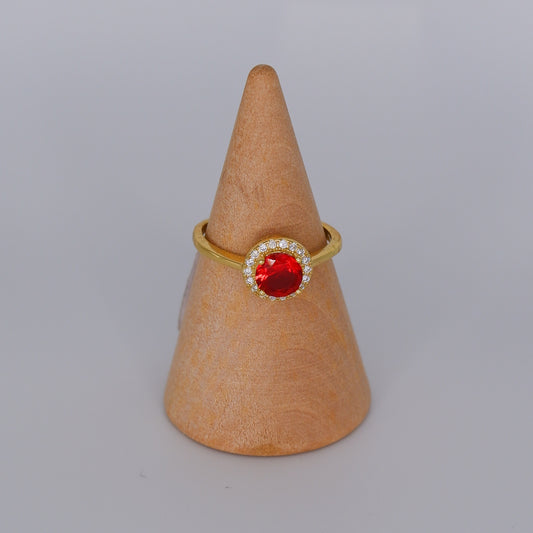 Anel S925 Ajustável Pedra Vermelho