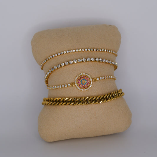 Pulseira Aço Inoxidável Rivieras e Malha