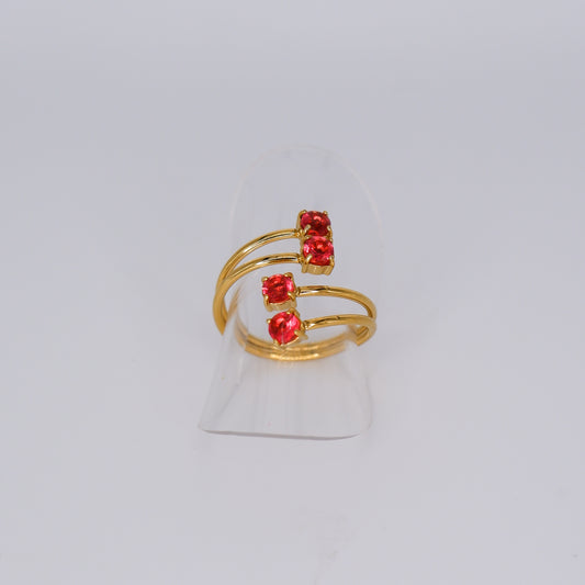 Anel Ajustável Quadro Brilhantes Rosa