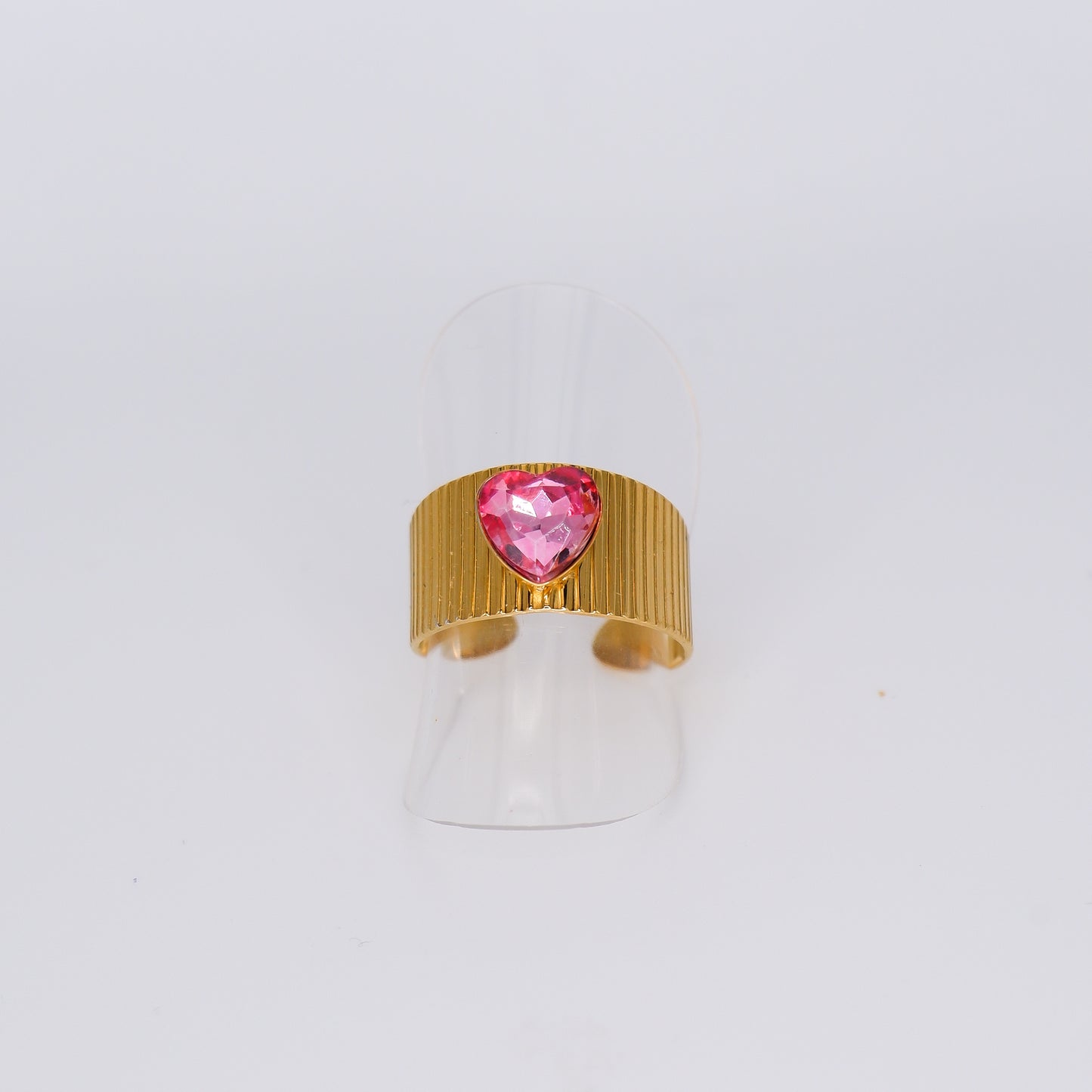 Anel Ajustável Coração Rosa