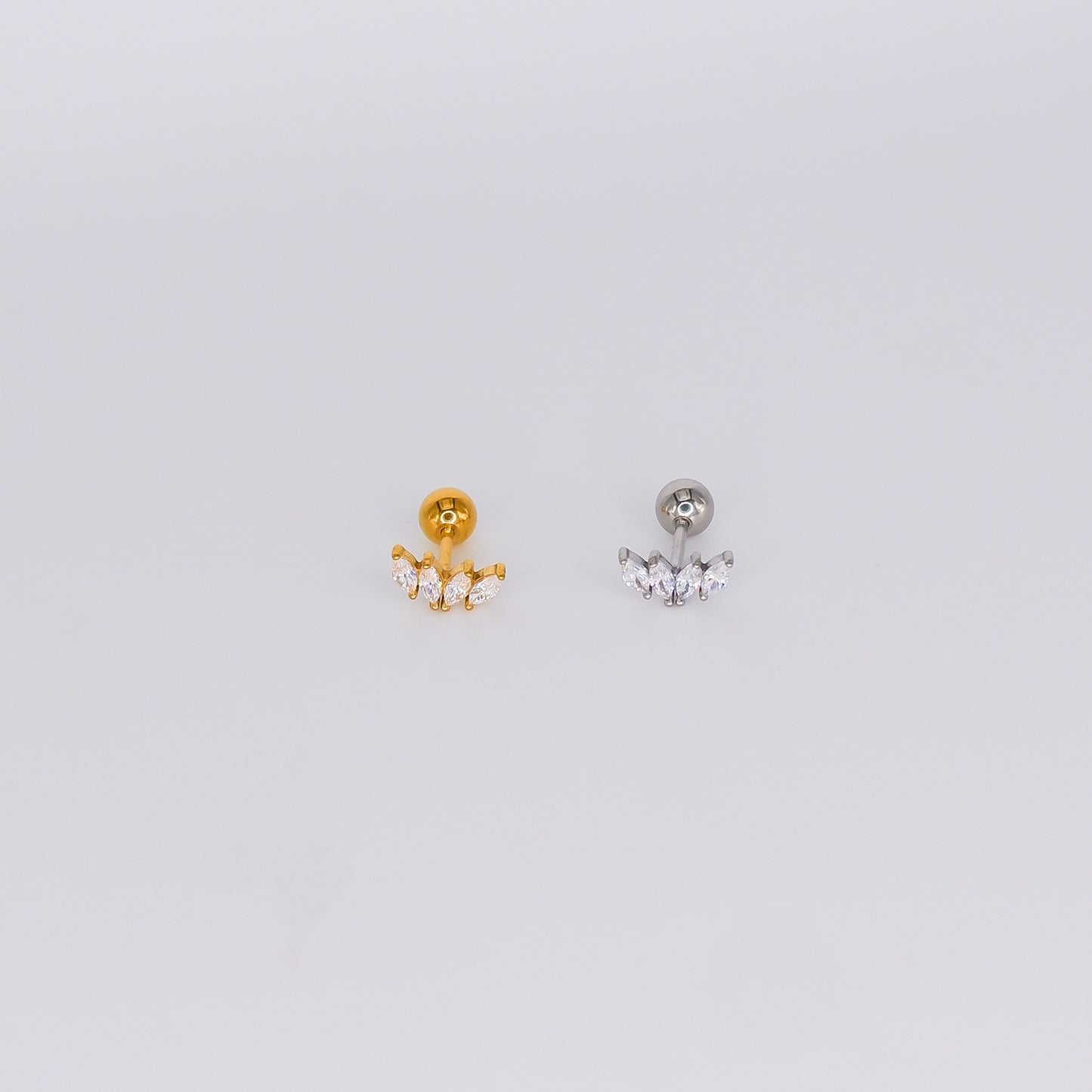 Piercing Aço Inoxidável 4 Brilhos Ovais