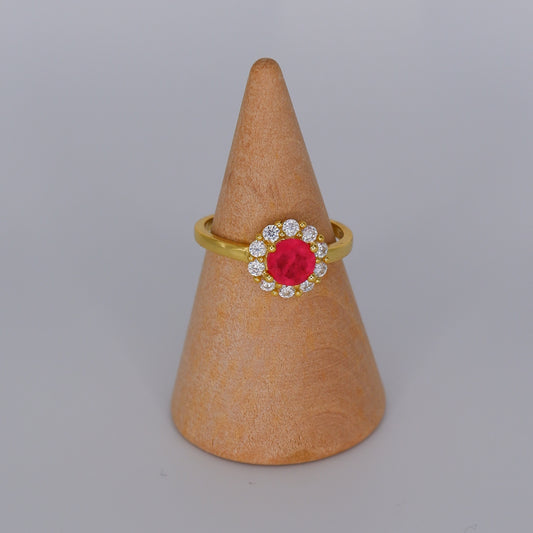 Anel S925 Ajustável Pedra Rosa