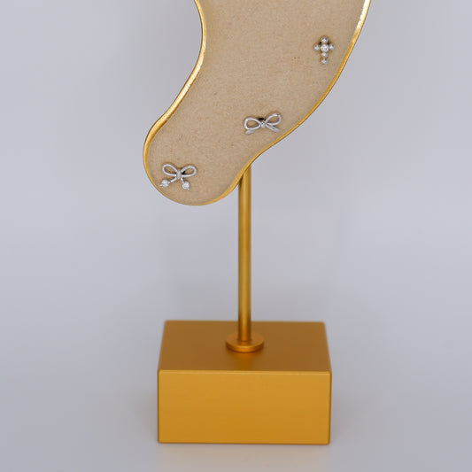 Piercings Bolinha Prateados #18 Laços e Cruz