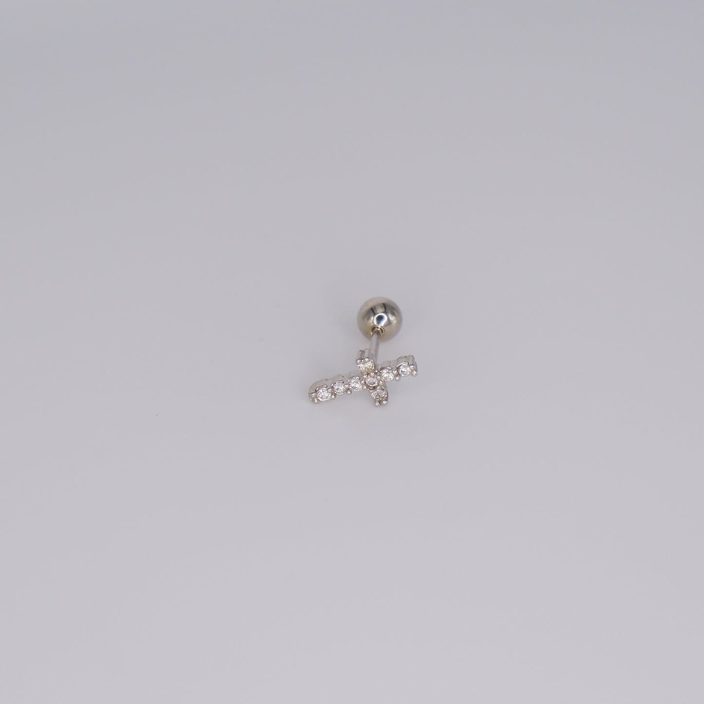Piercing Bolinha Aço Inoxidável Prateado Cruz