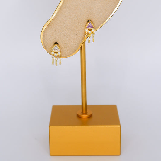 Piercings Bolinha Dourados Transparente e Lilás