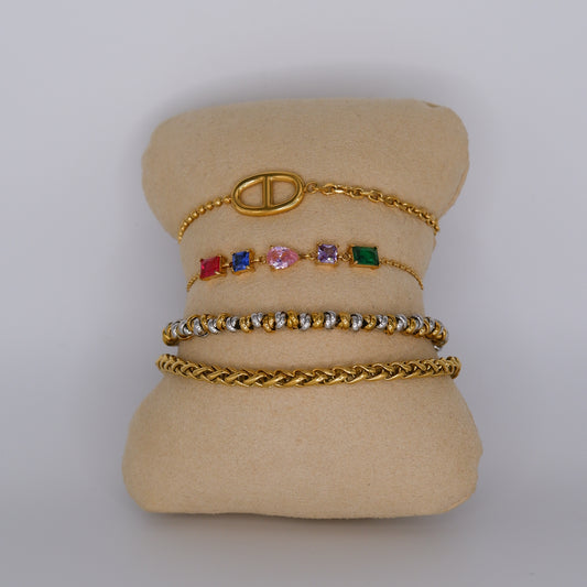 Pulseira Aço Inoxidável Oval, Colorida, Bicolor e Malha