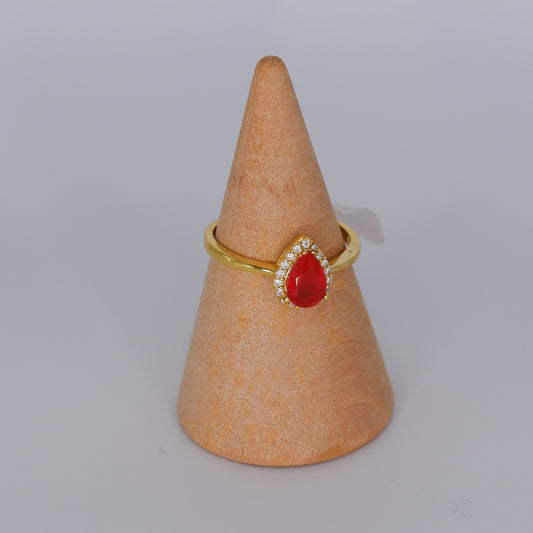 Anel S925 Ajustável Gota Rosa