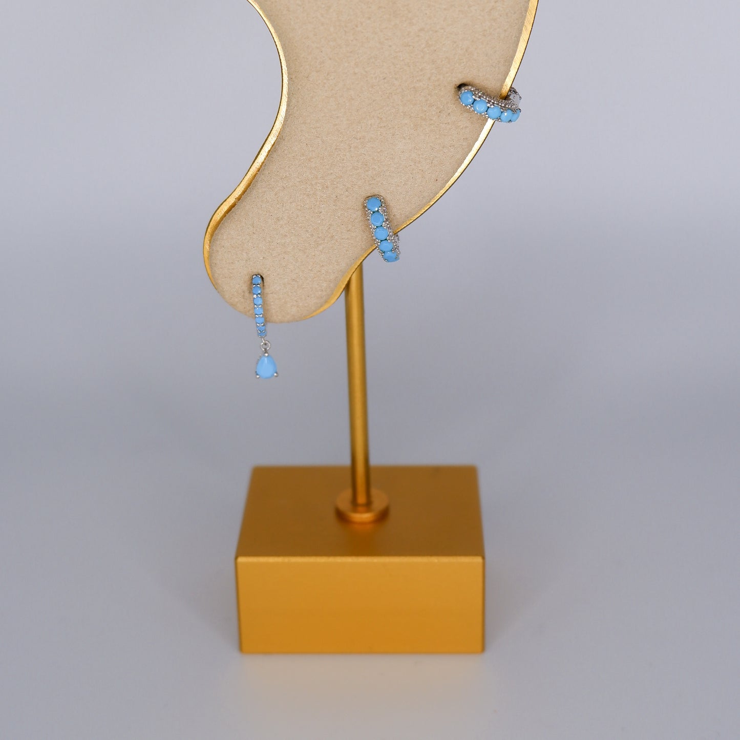 Argola S925 Prateada Azul Bebé c/ Brilhantes