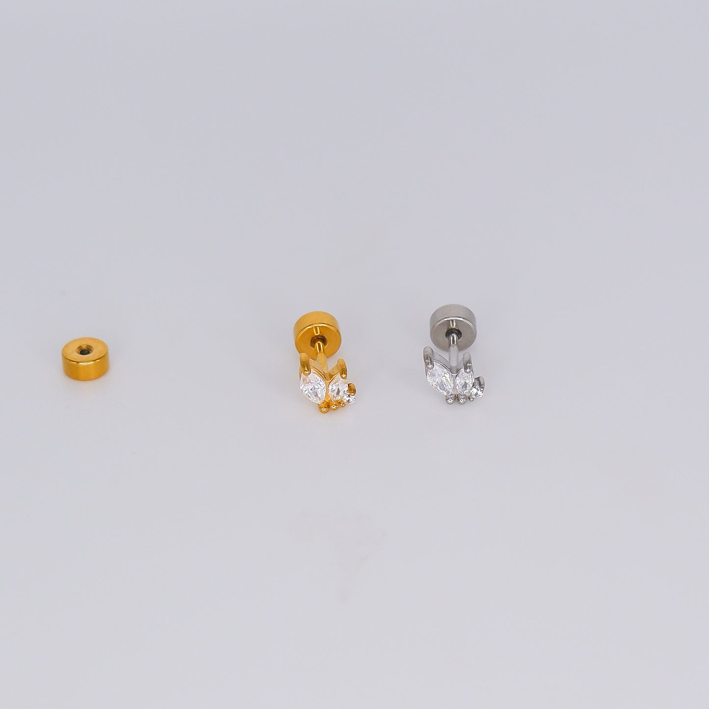 Piercing Aço Inoxidável 3 Brilhantes Folha