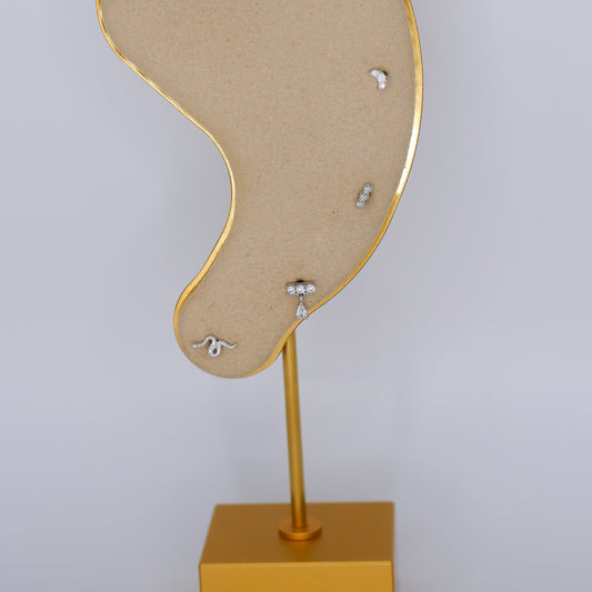 Piercings Bolinha Prateados #20 Cobra, Brilho, Risco e Lua