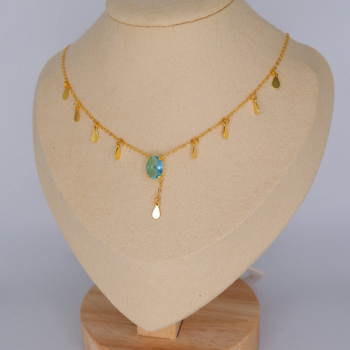 Colar S925 Pedra Azul e Pendentes