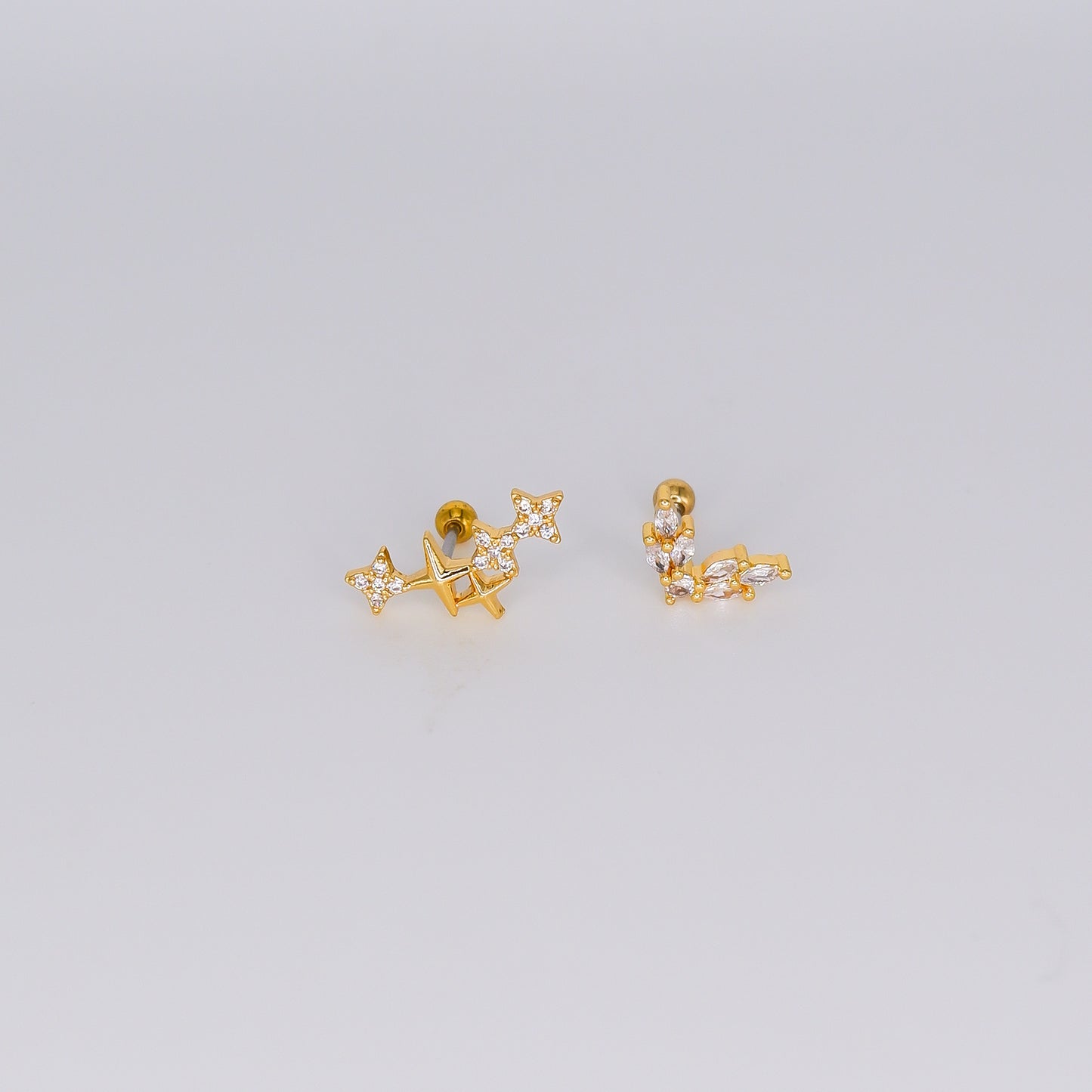 Piercing Bolinha 5 Estrelas e 2 Folhas