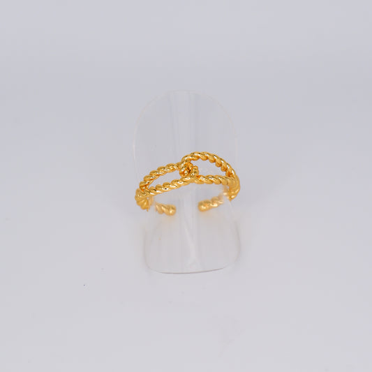 Anel Ajustável Dourado Entrelaçado