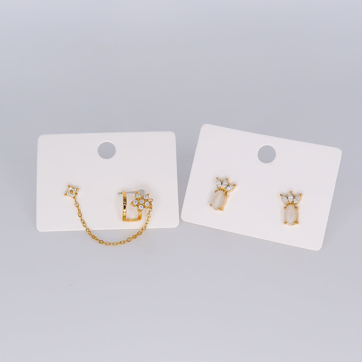 Brinco Espeto Flor com Earcuff e Ananás