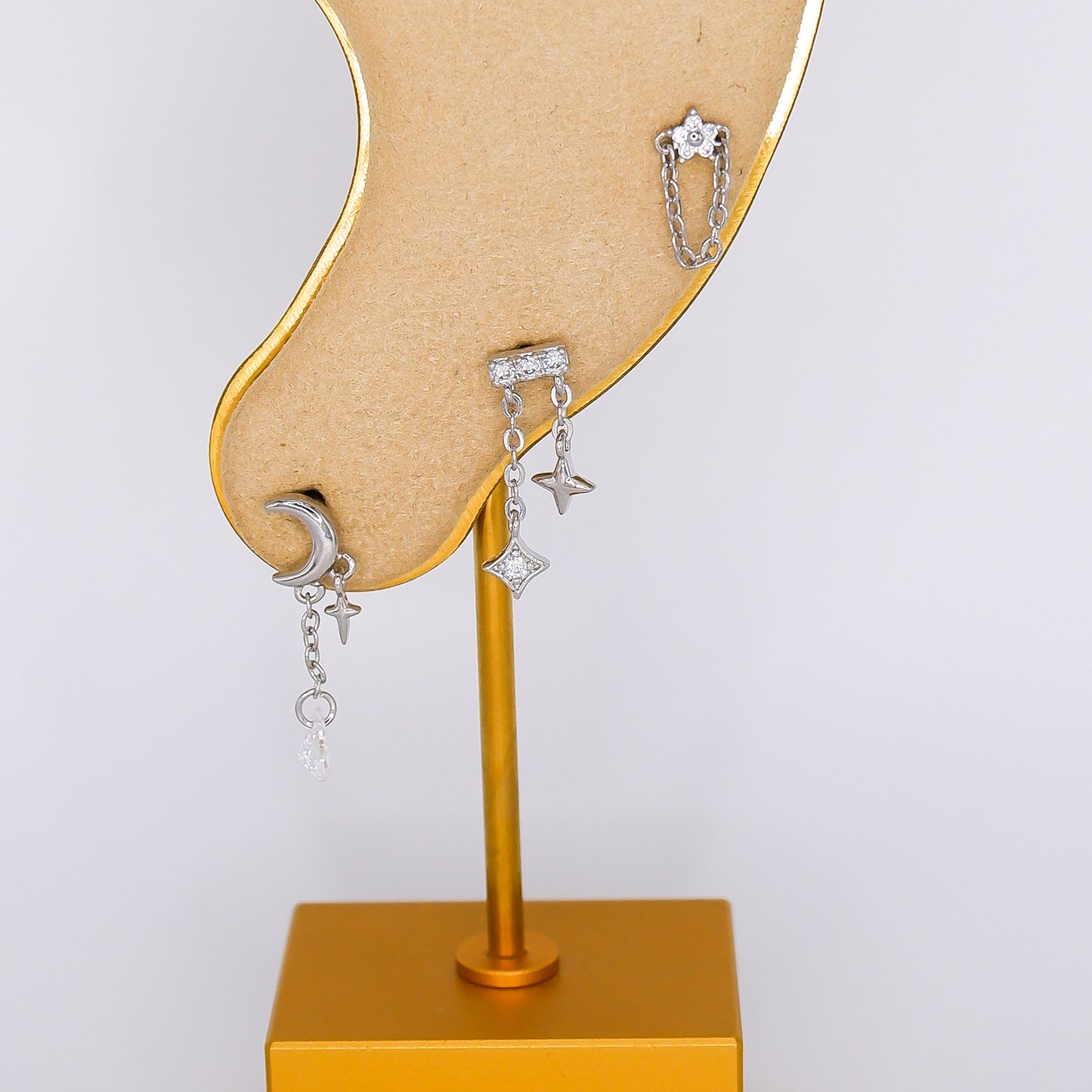 Piercing Bolinha Lua, Risco e Flor
