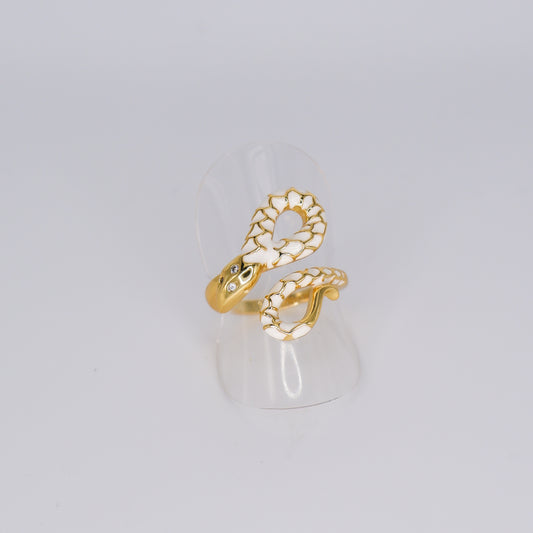 Anel Ajustável Cobra Branca