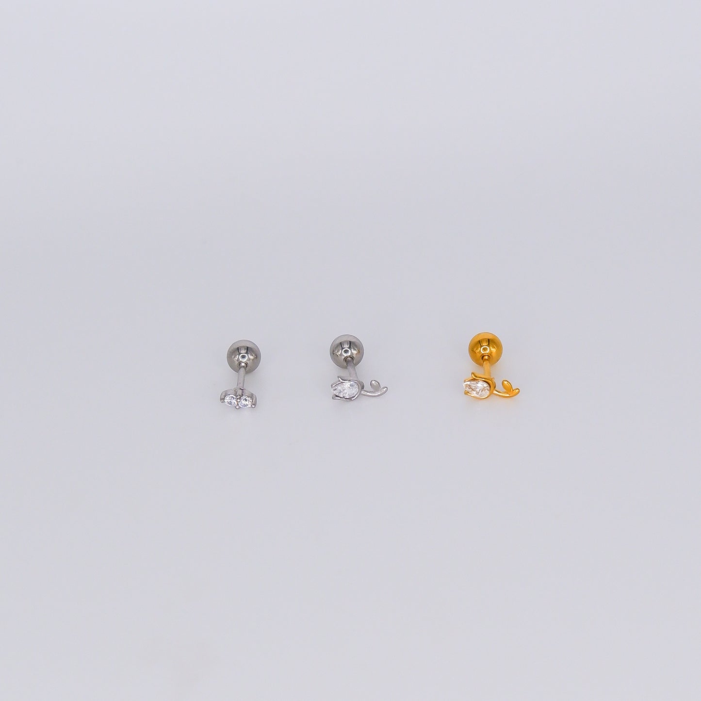 Piercing Aço Inoxidável 2 Brilhos e Tulipa