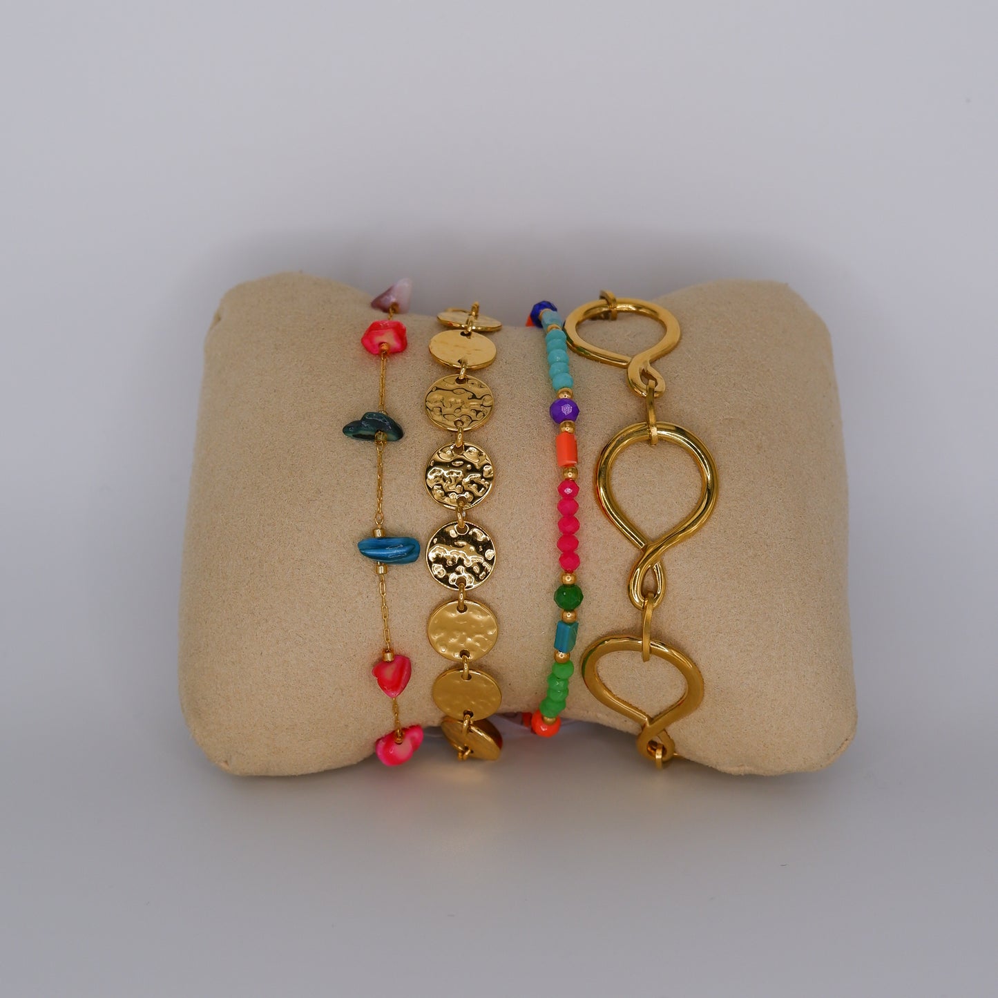 Pulseira Aço Inoxidável Pedras, Bolas e Colorida
