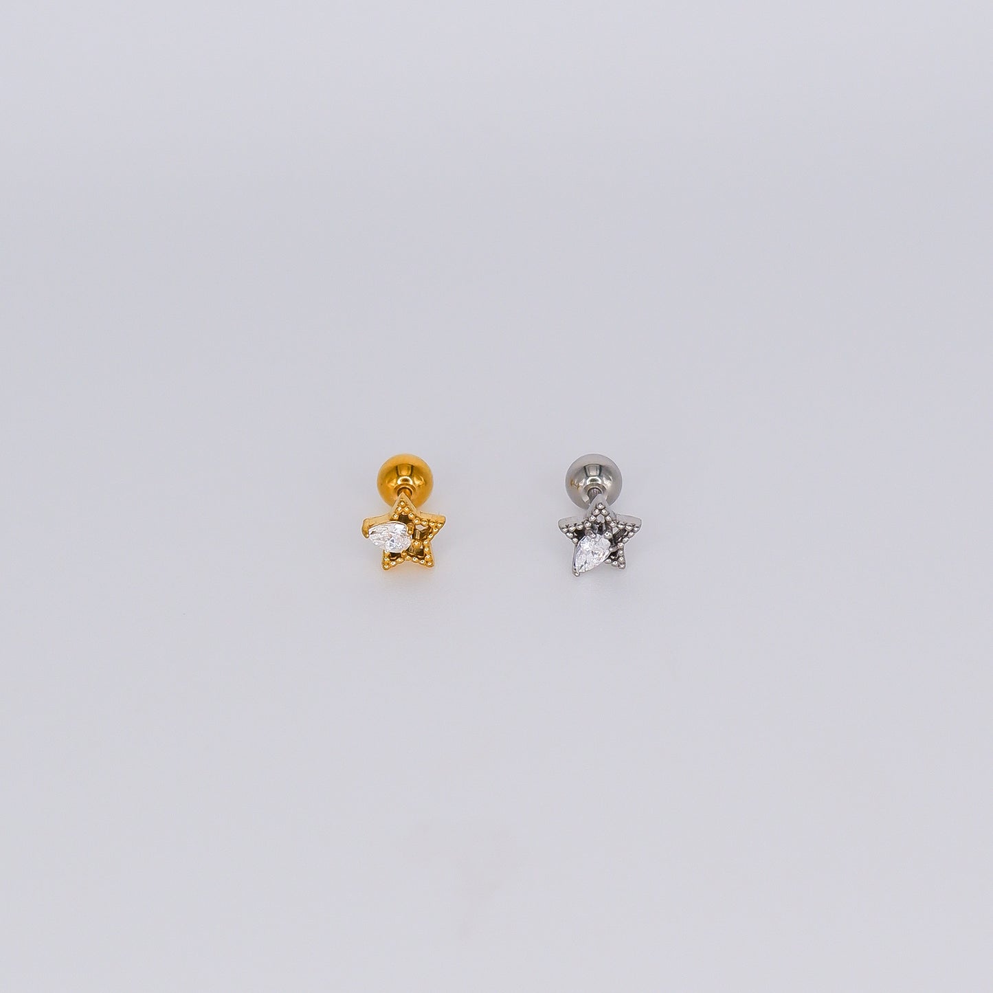 Piercing Aço Inoxidável Estrela com 1 Brilho