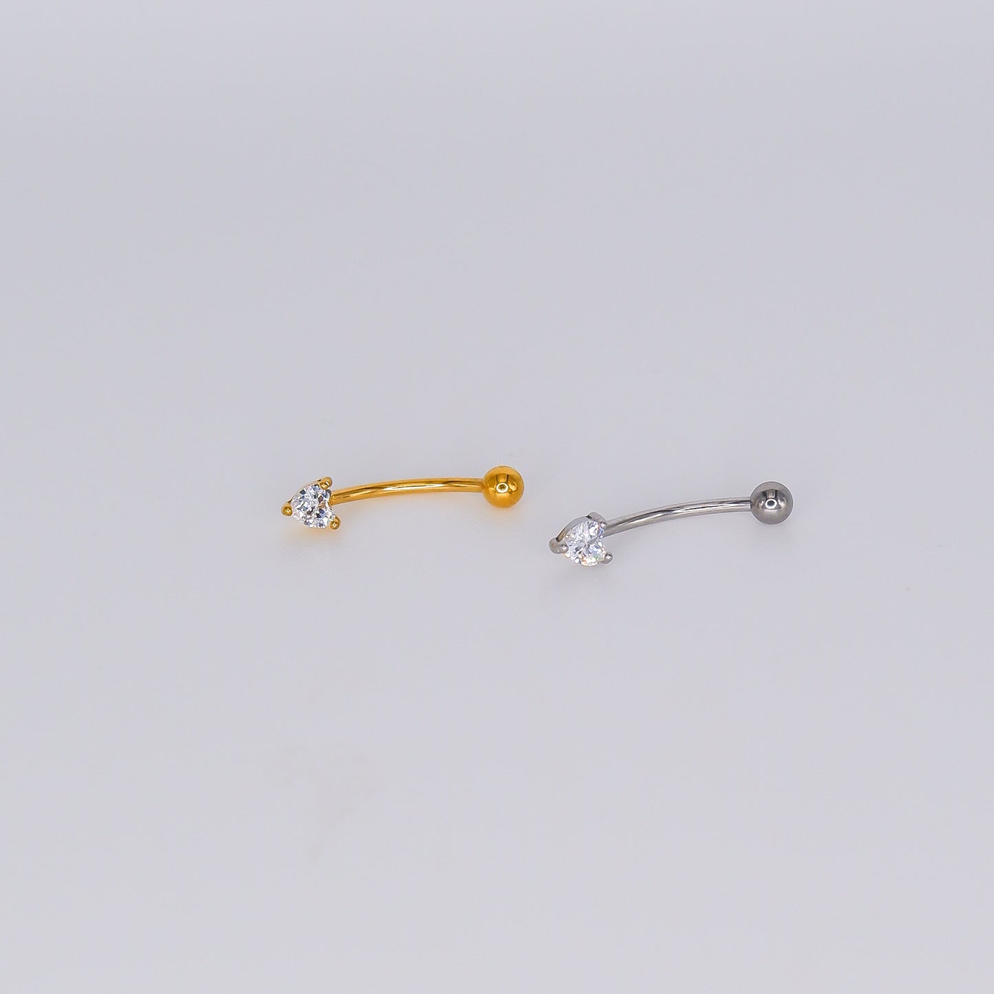 Piercing Aço Inoxidável 1 Bolinha Curvo Coração