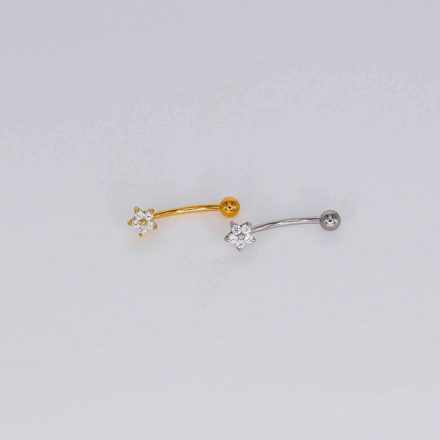 Piercing Aço Inoxidável 1 Bolinha Curvo Flor