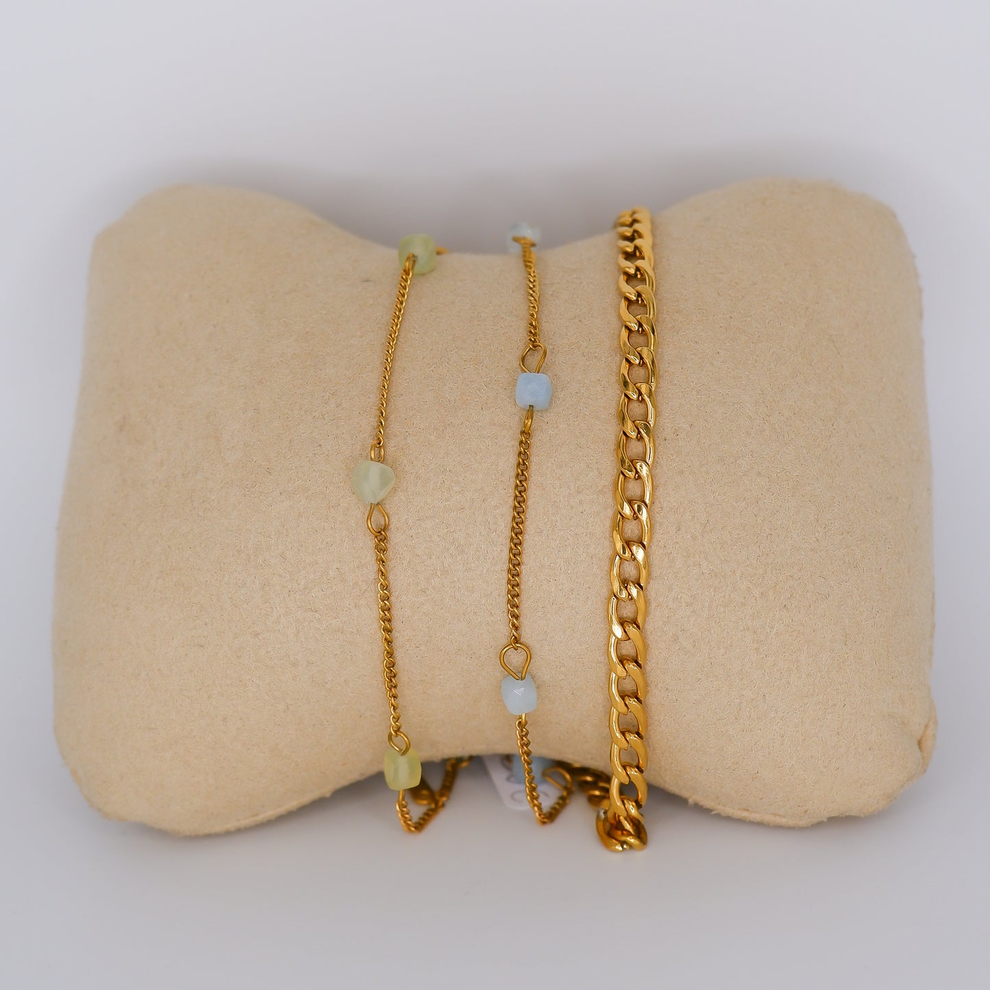 Pulseira Pé Dourada Pedras e Malha