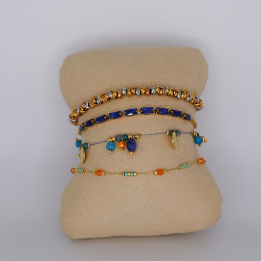 Pulseira Aço Inoxidável Tricolor e tons de Azul